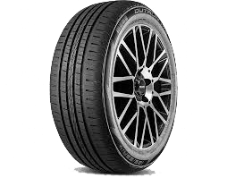 A close up of a tire on a wheel on a transparent background.