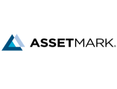 The assetmark logo has a blue triangle on it.