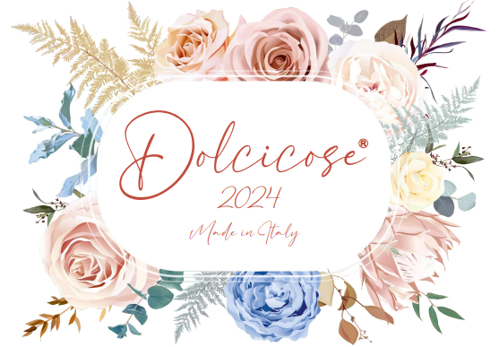 Una cornice floreale con la scritta dolcecose 2024 made in italy