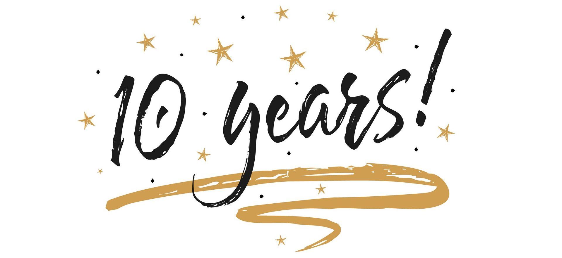 Number balloons for 10 year with confetti