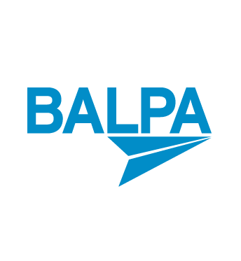 The balpa logo is a blue paper airplane on a white background.