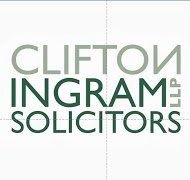 The logo for clifton ingram solicitors is a black and white logo.