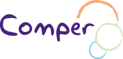 The word comper is on a white background