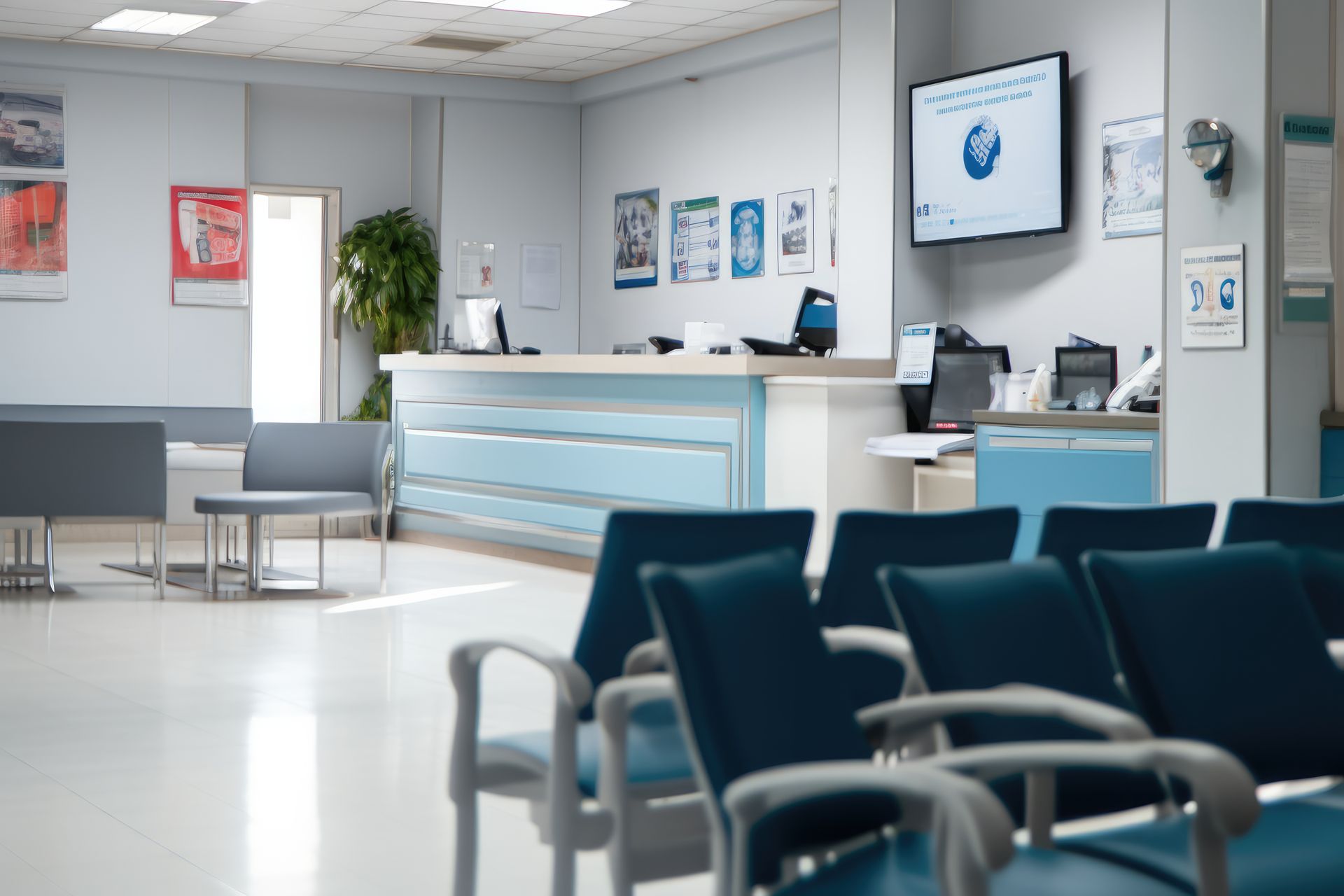 Clean medical practice reception area