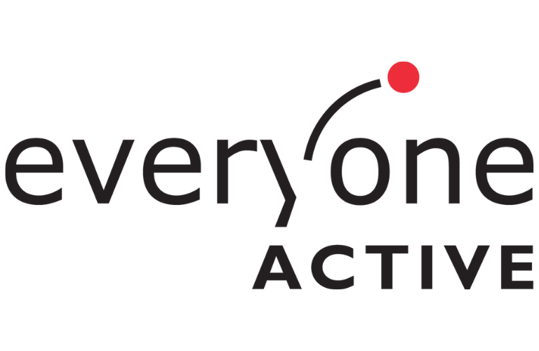 The logo for everyone active has a red dot on it.