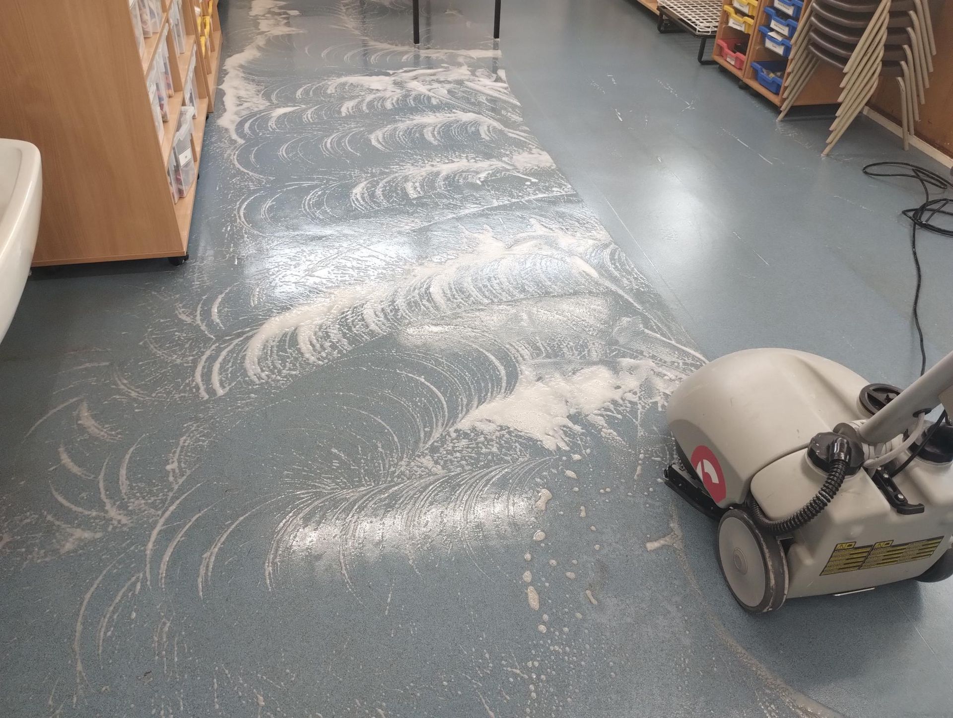 School floor cleaning