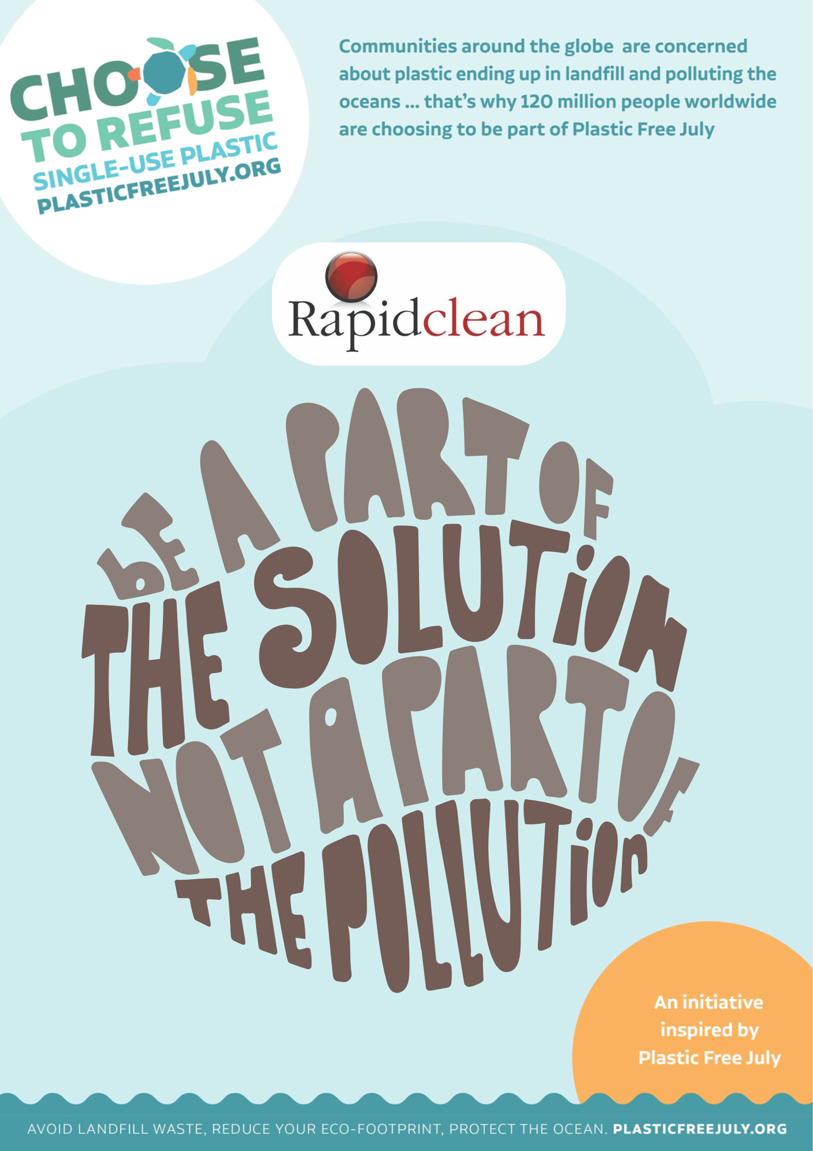 A poster that says be a part of the solution not a part of the pollution