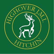 A logo for highover j.m.i. hitchin with a deer in a circle.