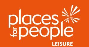 An orange and white logo for places people leisure