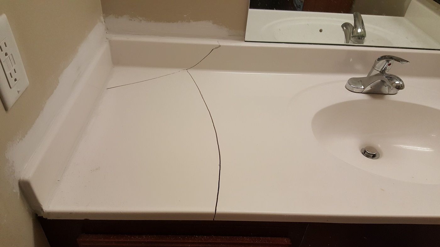 Before - Cracked Vanity