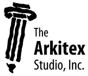 Black and white logo of a pencil shaped like a classical column; the name 