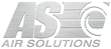 Logo for Air Solutions, stylized metallic letters 
