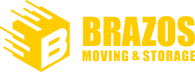 Yellow Brazos Moving & Storage logo with a stylized 