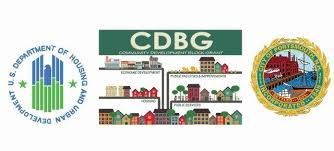 Logos for US Department of Housing and Urban Development, Community Development Block Grant, and city seal.