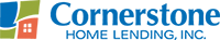 Cornerstone Home Lending, Inc. logo with a house symbol in blue, green, and orange. Text is dark blue.