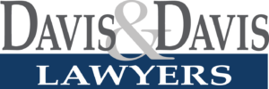 Davis & Davis Lawyers logo with dark blue background.