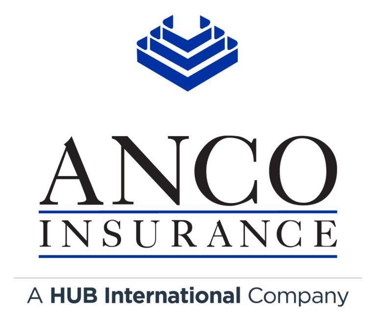 ANCO Insurance logo: blue geometric design above company name, 