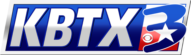 KBTX 3 logo: white text on a blue background with a Texas flag and CBS logo.