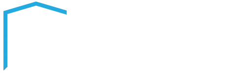 A stylized blue line drawing of a house roof outline, angled to create a corner view against a white background.