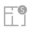 Gray outlined logo with overlapping F and L letters and a small circle containing an S in the top right