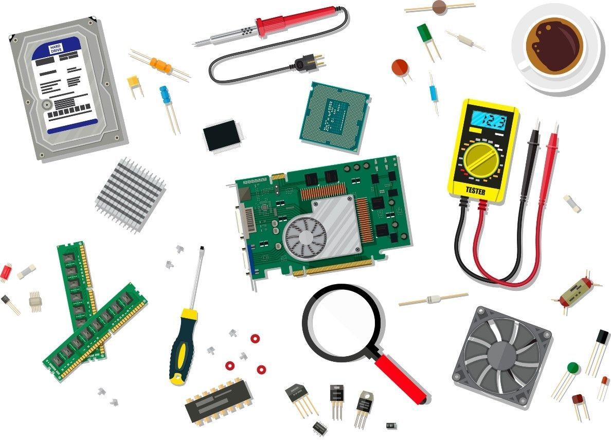 miscellaneous cartoon computer parts background