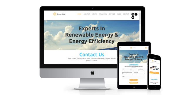 Experts in renewable energy and energy efficiency is displayed on a computer , tablet , and phone.