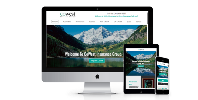 A computer monitor a tablet and a cell phone are displaying a website.