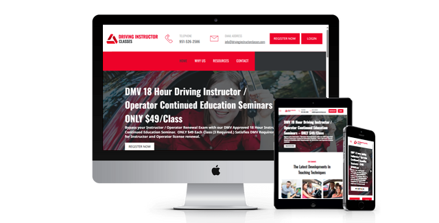 A computer monitor , tablet , and cell phone are displaying a website.