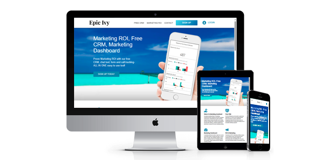 A computer , tablet , and phone are displaying a website.