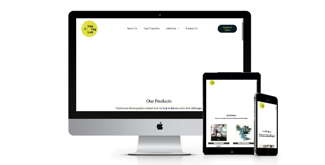 A computer monitor a tablet and a cell phone are displaying a website.