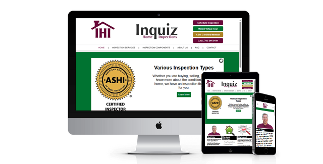 An inquiz website is displayed on a computer , tablet , and phone.