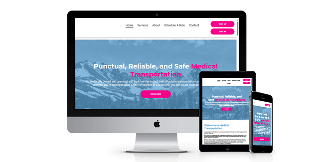 A computer , tablet , and cell phone are displaying a website.