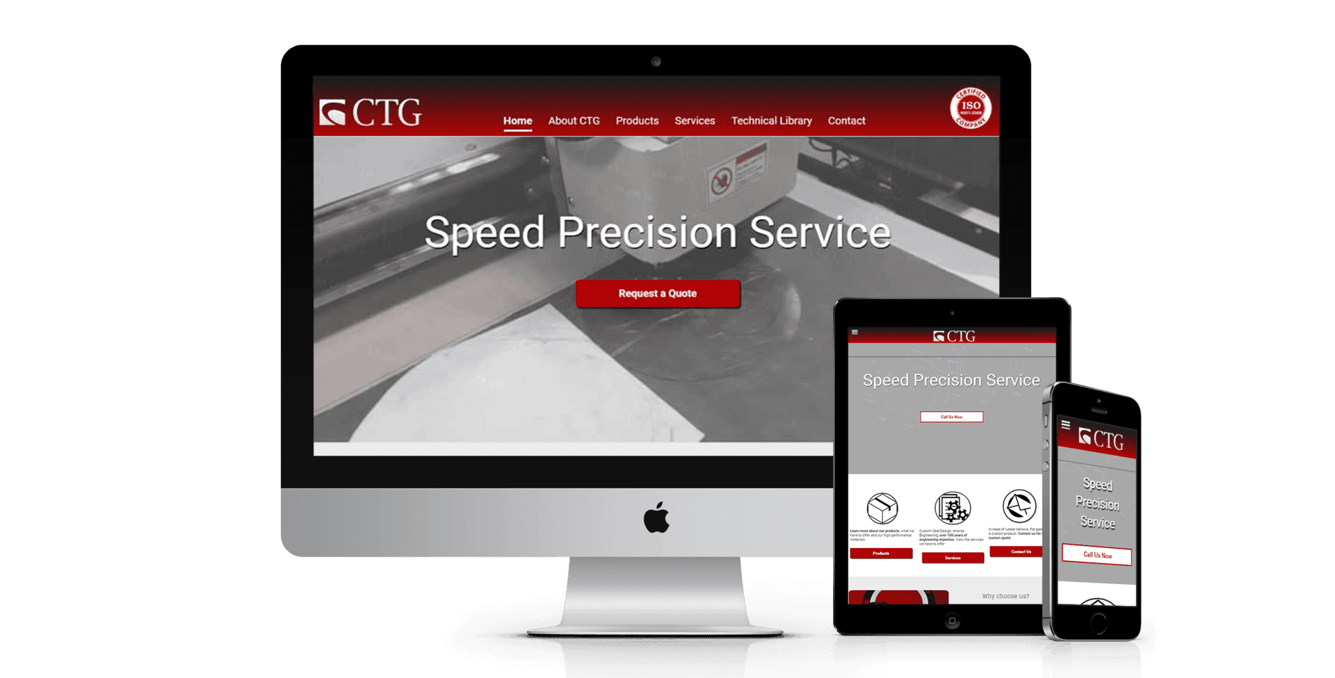 A computer , tablet , and cell phone are displaying a website.