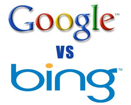A google vs bing logo on a white background