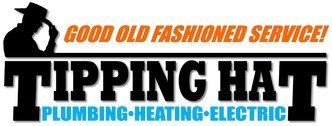 A logo for tipping hat plumbing heating and electric