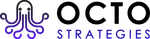 A logo for octo strategies with an octopus on it