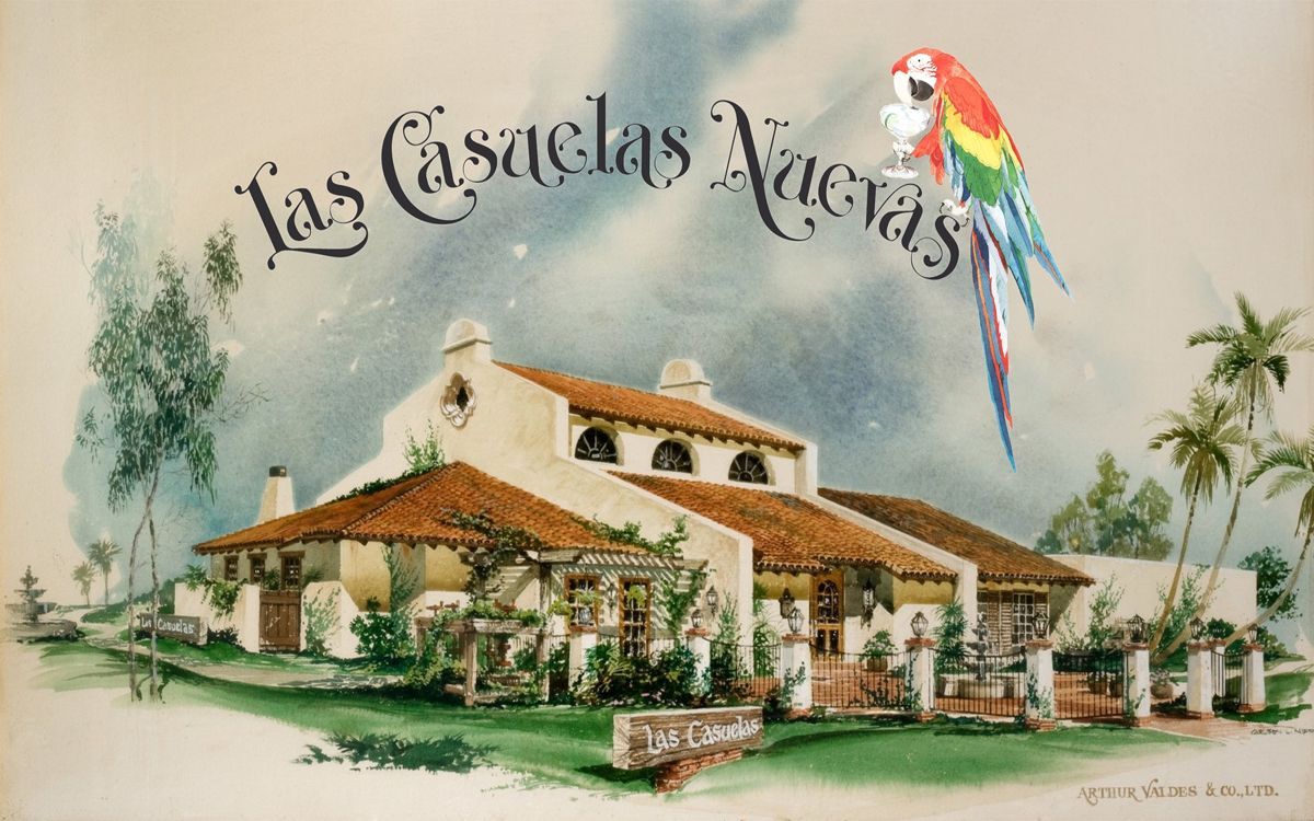 A painting of a house with the words las casaclas nuevas on it