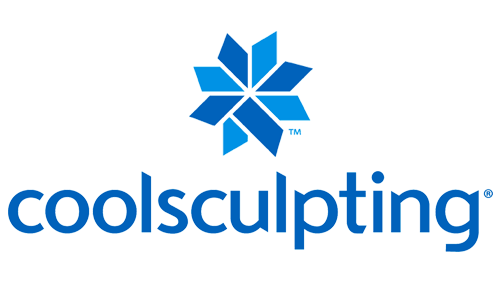 CoolSculpting logo: Blue abstract star above the company name in a matching blue font.