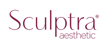 Sculptra aesthetic logo in dark purple text on a white background.