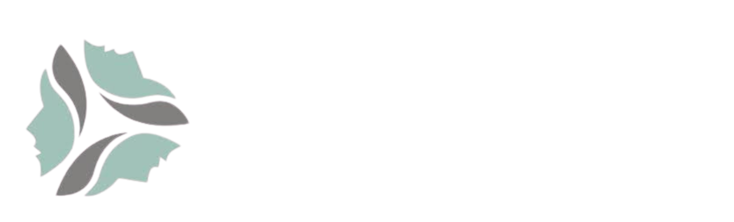 Logo of three stylized faces in a triangle shape, green and gray on a white background.