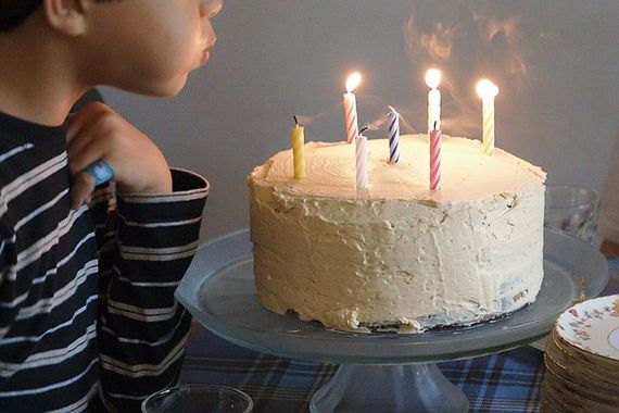 Blowing Out Candles on a Birthday Cake