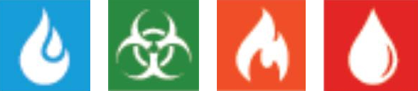 A set of four icons with a biohazard symbol on them