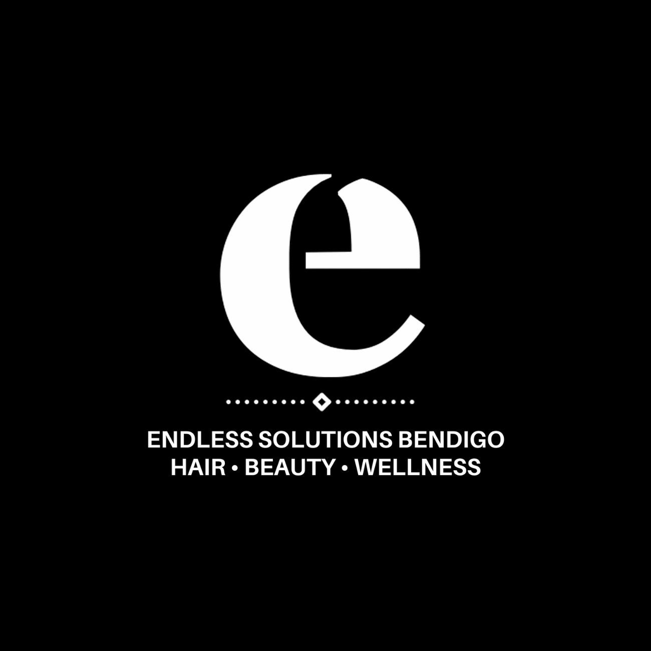 The logo for endless solutions bendigo hair beauty and wellness is white on a black background.