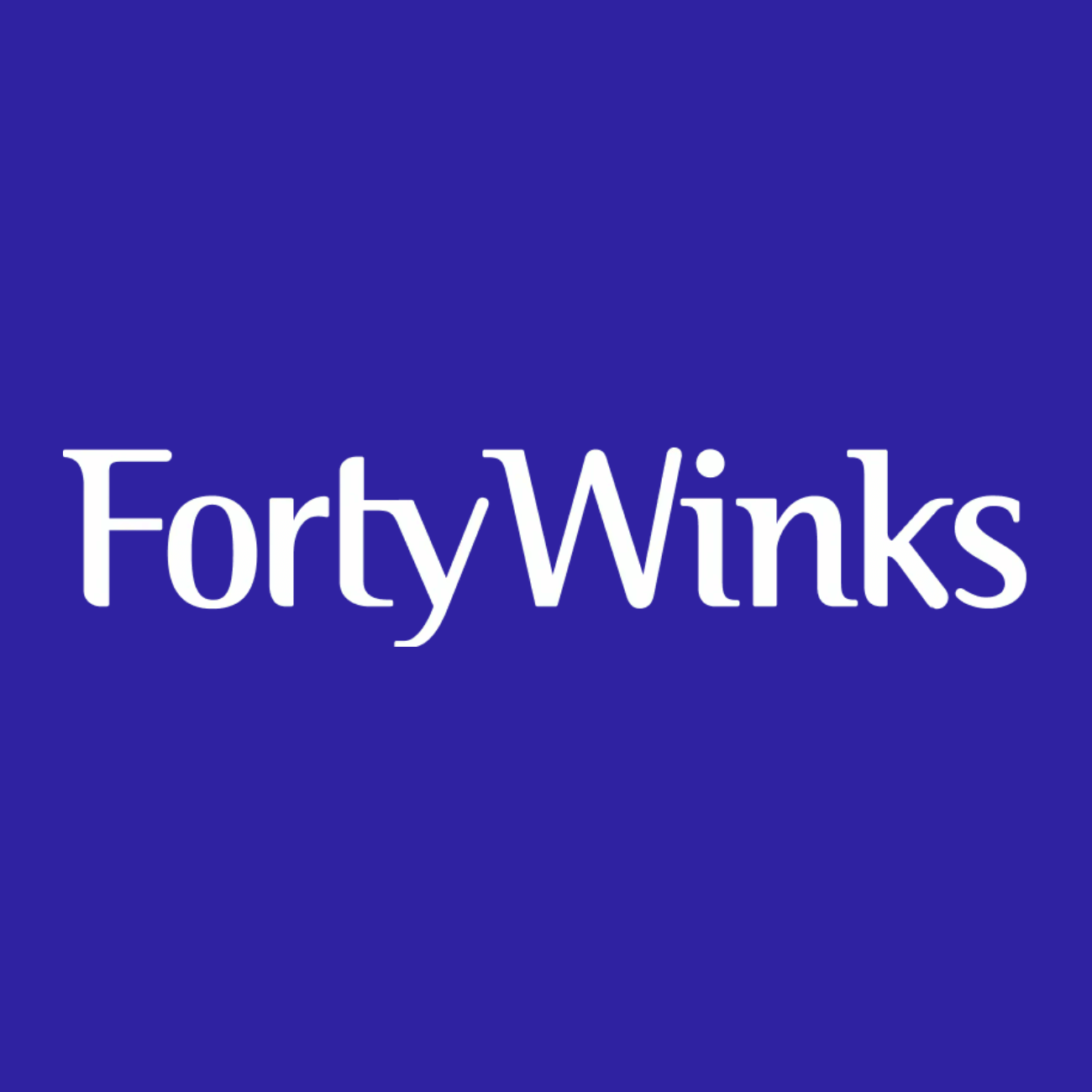 The forty winks logo is on a blue background