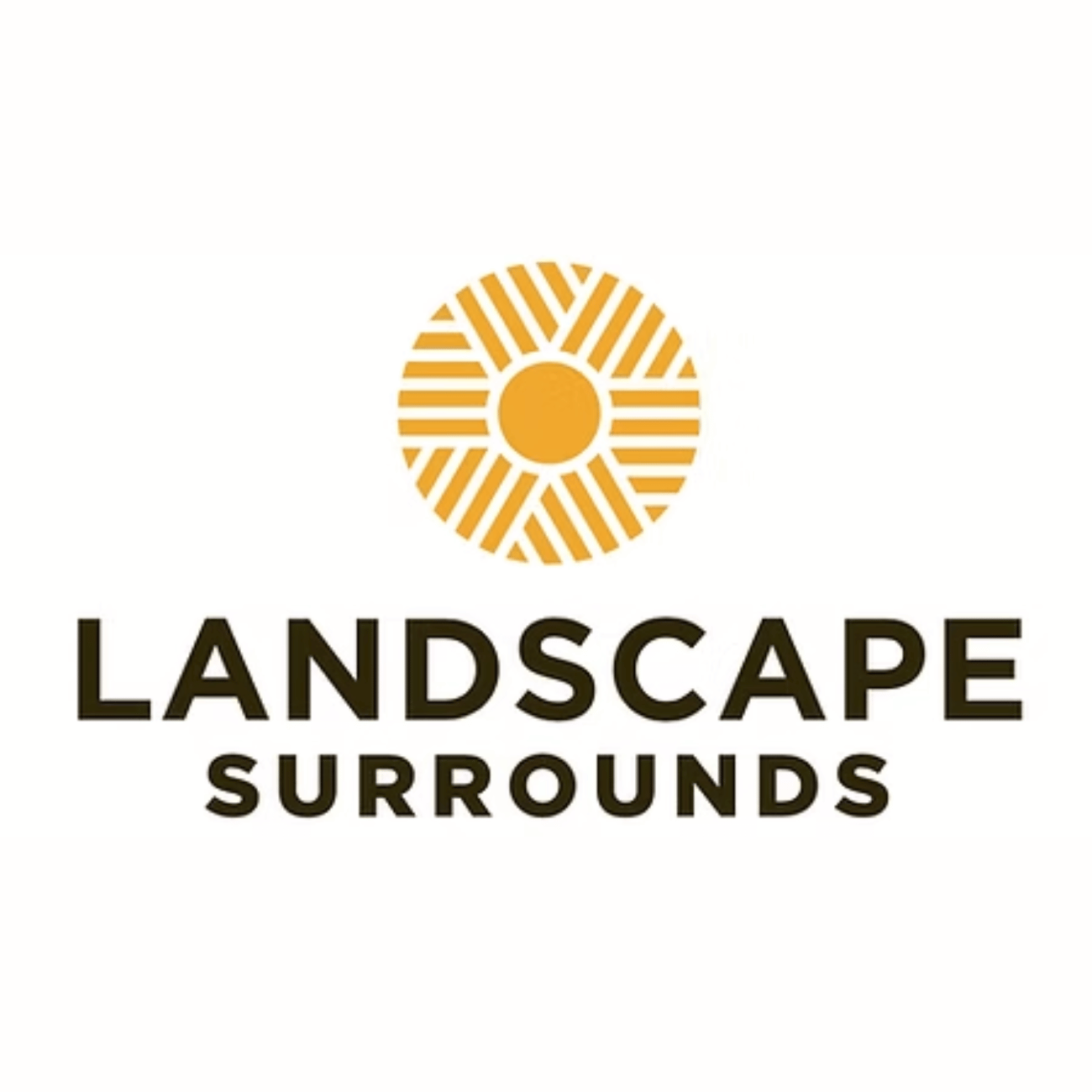 A logo for landscape surrounds with a sun in the middle.