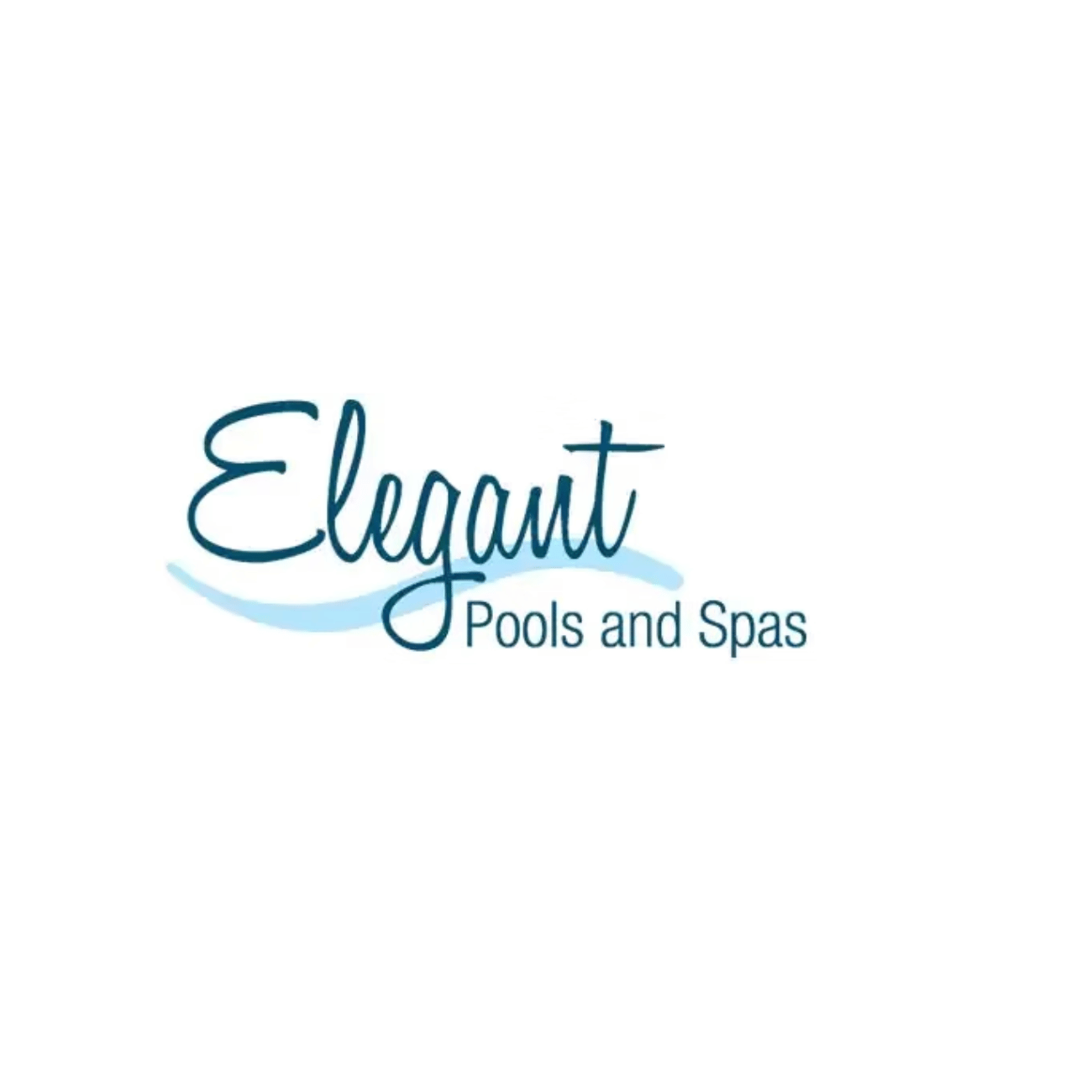Elegant pools and spas logo on a white background
