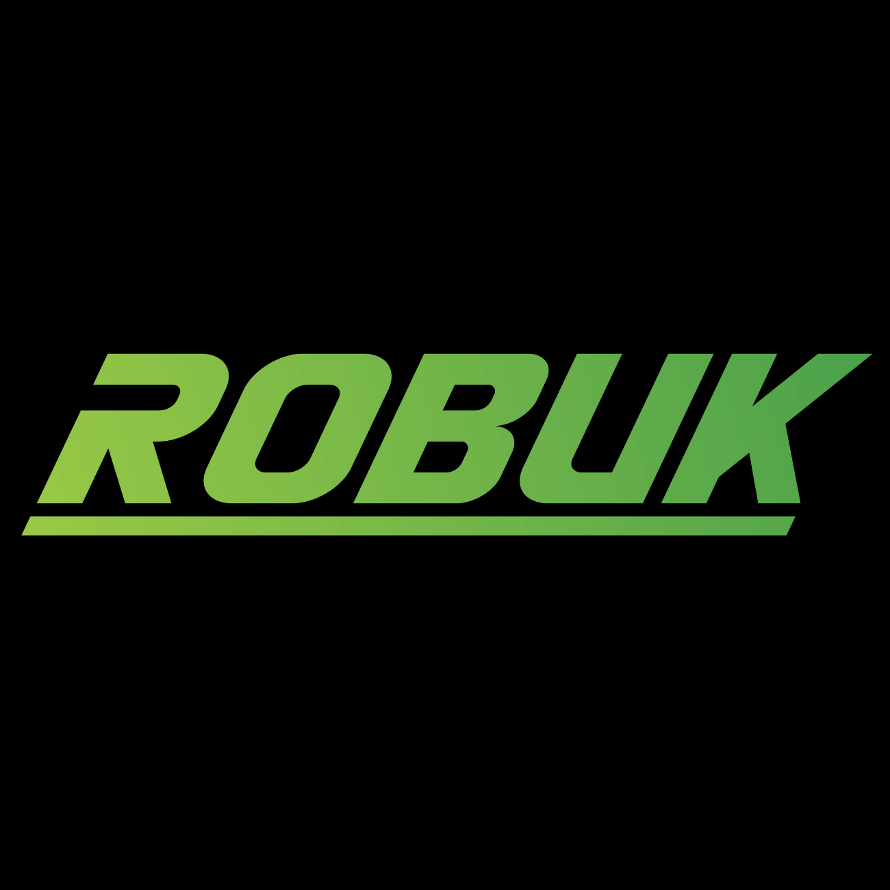 The robuk logo is green and white on a black background.