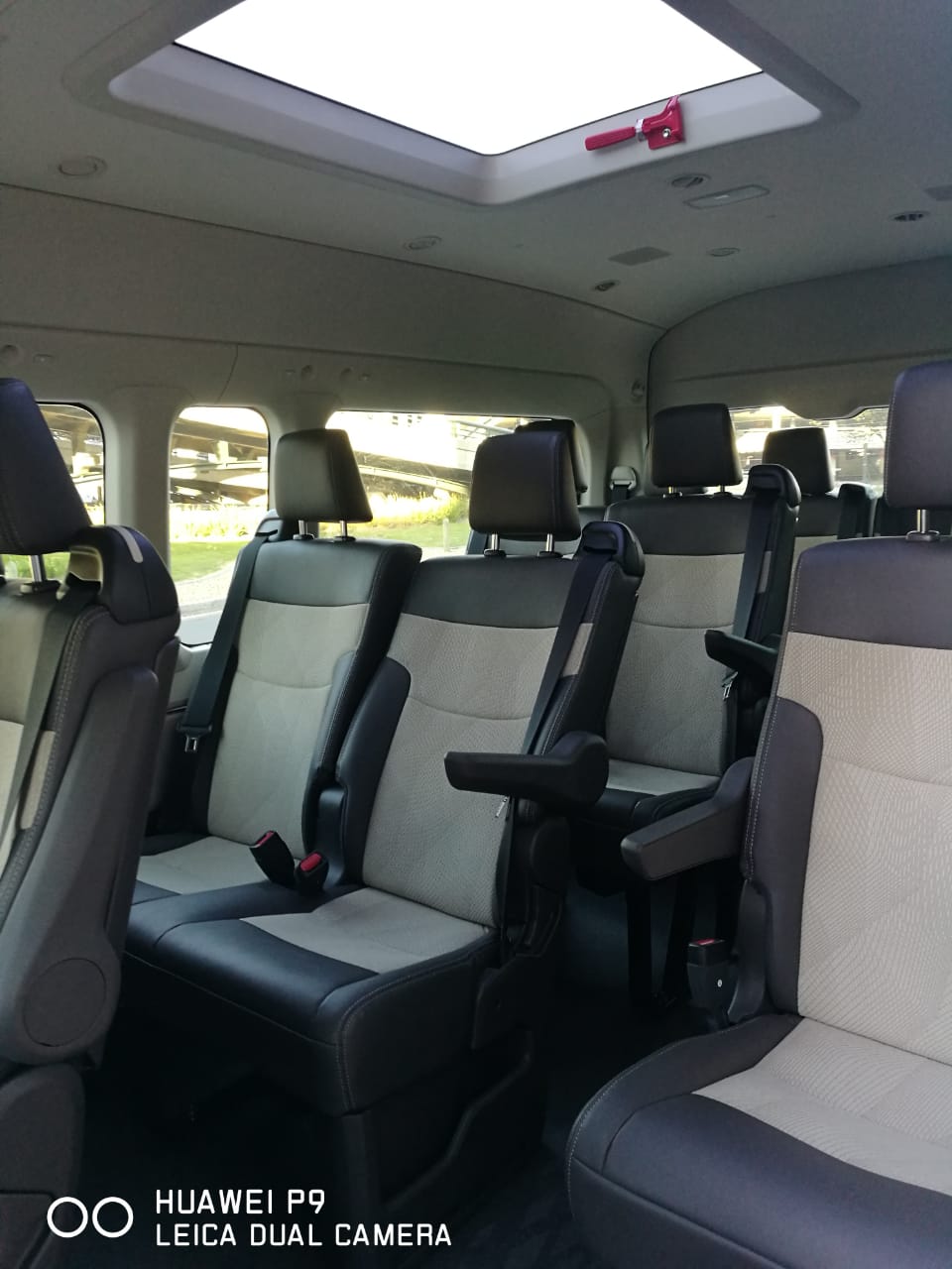 The inside of a van with a leica dual camera