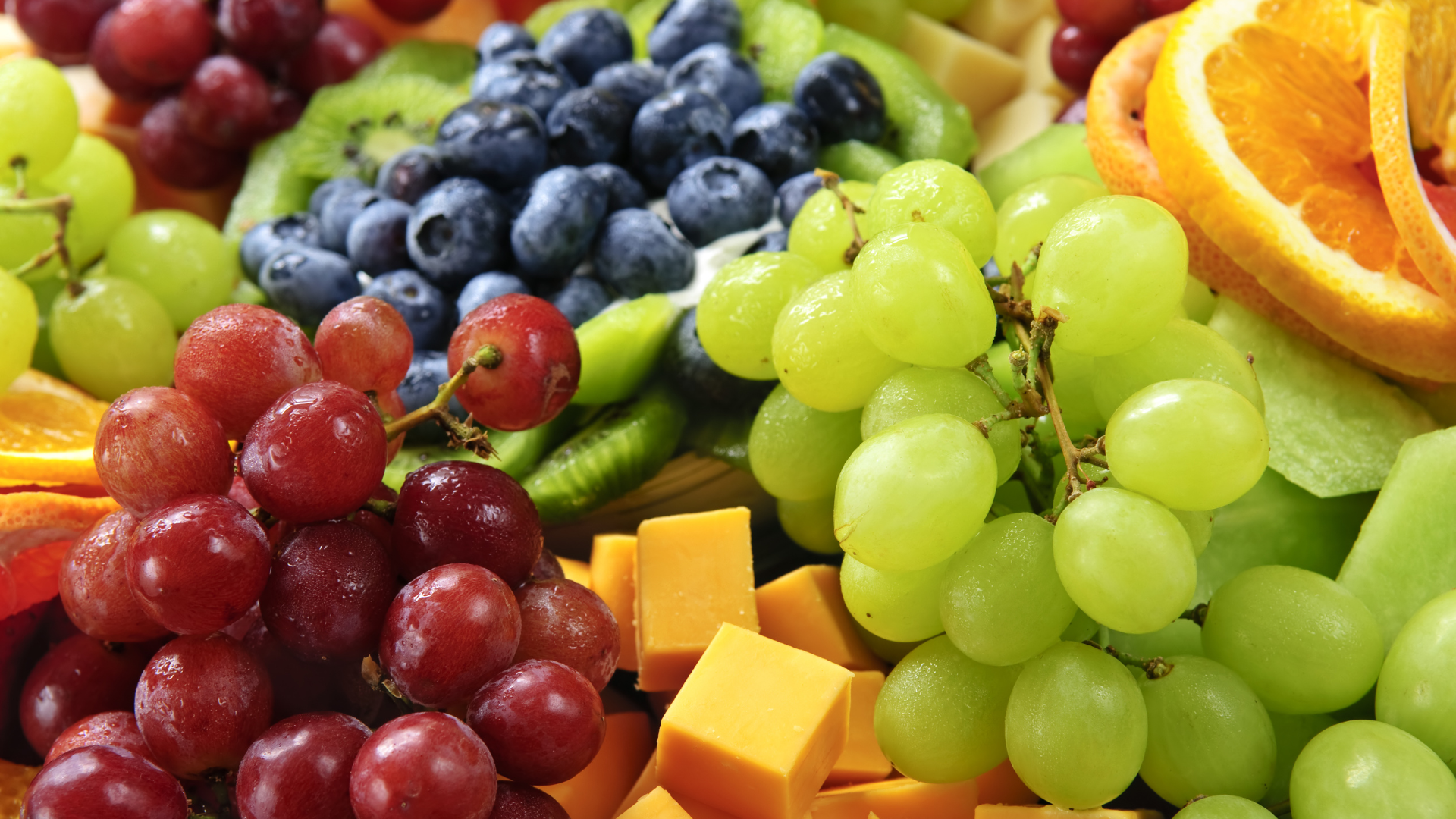 There are many different types of fruit on the table.