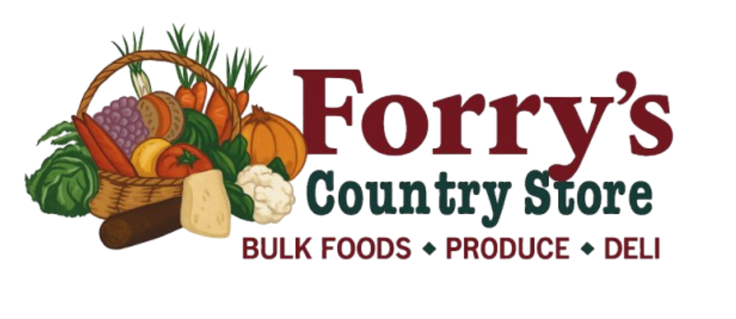 Forry 's country store bulk foods produce deli logo